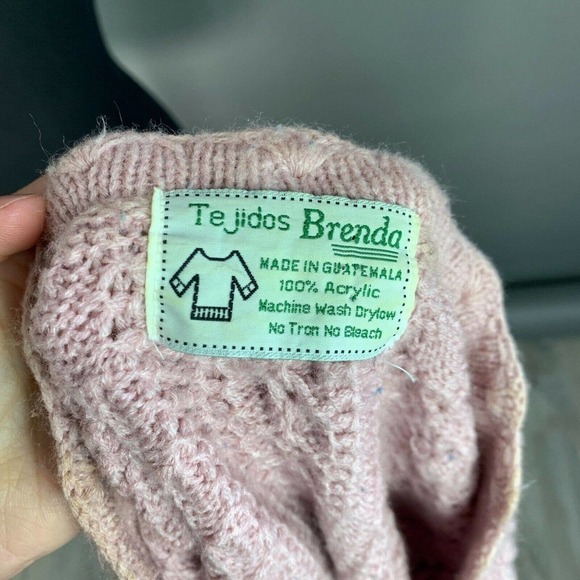 Vintage Tejidos Brenda Made in Guatemala Purple Chunky Knit Cardigan Sweater Lg - Picture 7 of 7